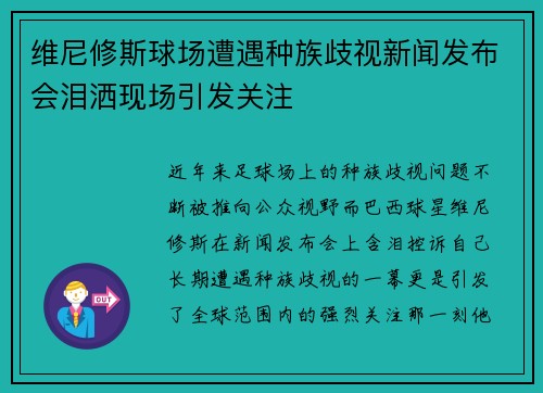 维尼修斯球场遭遇种族歧视新闻发布会泪洒现场引发关注